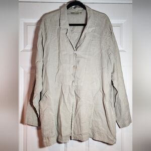 Ivy Beige/Green Lightweight Button Front Jacket Missing Button (Extra Inside) XL